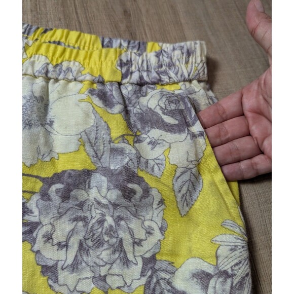 Kut from the Kloth Yellow Floral Linen Shorts Size 8 Pull On Boho 3.5" Inseam - Picture 4 of 9